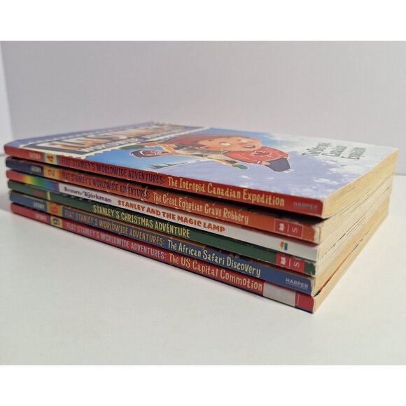 Flat Stanley Chapter Worldwide Adventure 2 4 6 9 Magic Lamp Christmas Book Lot - Picture 4 of 5